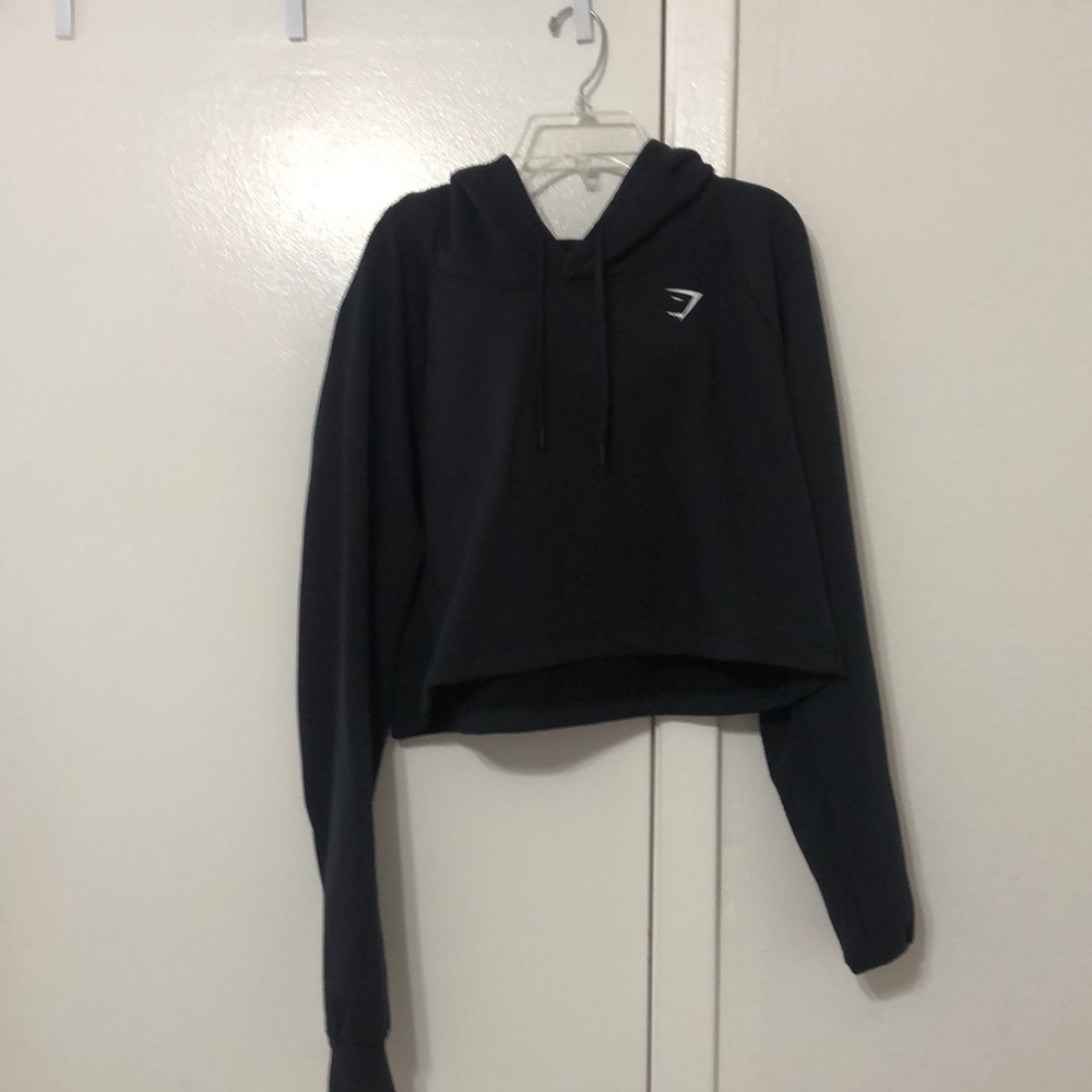 Black Gymshark Training Cropped Hoodie